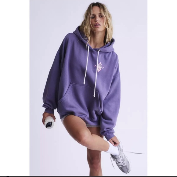 NWT Free People Movement Final Call Front Logo Hoodie in graphite combo - Picture 2 of 6